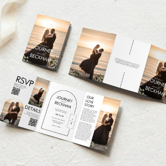 Modern Minimalist Trifold Photo Wedding Invitation