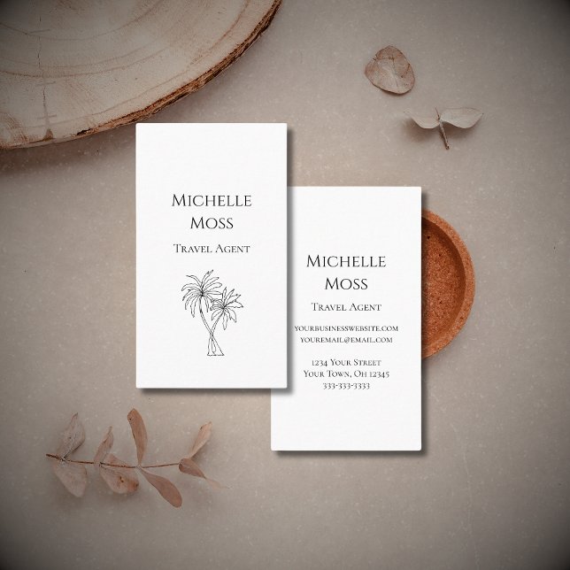 Modern Minimalist Tropical Palm Trees Drawing Business Card (Creator Uploaded)