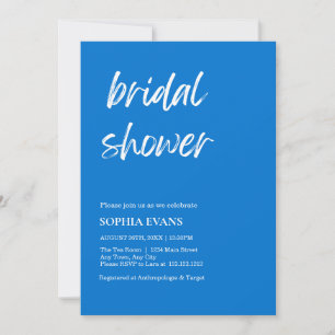 Modern Minimalist True Blue Bridal Shower Invitation