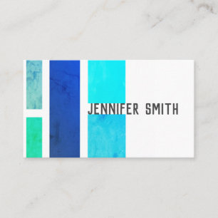 modern minimalist turquoise and blue colour block business card