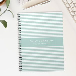 Modern Minimalist Turquoise Stripes Monogram Notebook