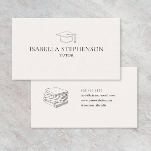Modern Minimalist Tutor Hand Drawn Business Card