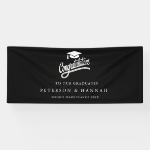 Modern Minimalist Twin Graduation congratulations Banner
