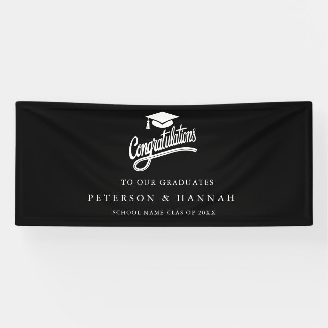 Modern Minimalist Twin Graduation congratulations  Banner (Horizontal)