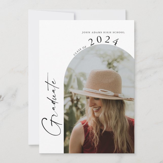 Modern Minimalist Two Photo Graduation Party Invitation (Front)