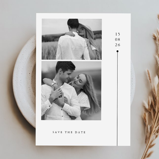 Modern Minimalist Two Photo Wedding Save The Date Invitation (Creator Uploaded)