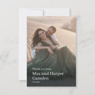Modern Minimalist Type Photo Wedding Thank You Card