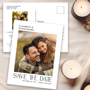 Modern Minimalist Typography 2 Photo Save The Date Postcard