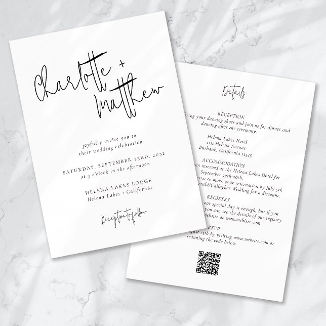 Modern Minimalist Typography All in One Wedding Invitation (Creator Uploaded)