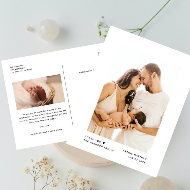 Modern Minimalist Typography Baby Shower Thank You Postcard (Creator Uploaded)