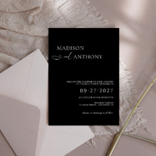 Modern & Minimalist Typography Black Wedding Invitation