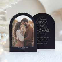 Modern Minimalist Typography Black Wedding Photo