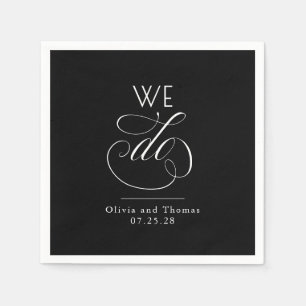 Modern Minimalist Typography Black Wedding We Do Napkin