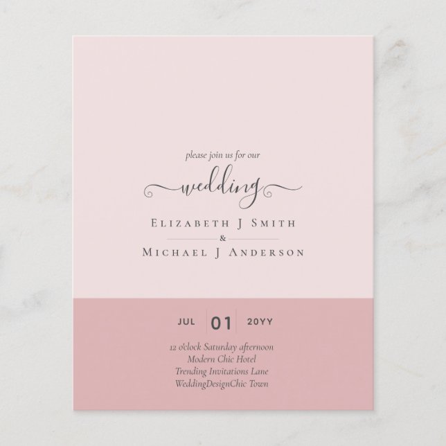 Modern Minimalist Typography Colour Wedding INVITE Flyer (Front)