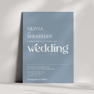 Modern Minimalist Typography Dusty Blue Wedding Invitation