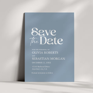 Modern Minimalist Typography Dusty Blue Wedding Save The Date