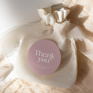Modern Minimalist Typography Dusty Rose Wedding Classic Round Sticker