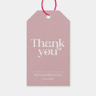 Modern Minimalist Typography Dusty Rose Wedding Gift Tags