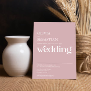 Modern Minimalist Typography Dusty Rose Wedding Invitation