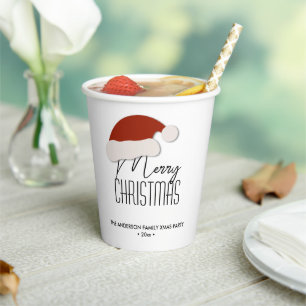 Modern Minimalist Typography Merry Christmas Party Paper Cups