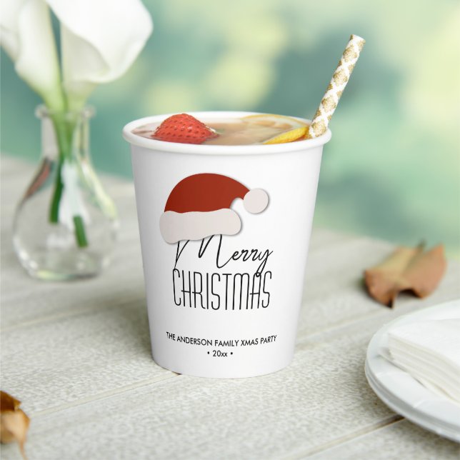 Modern Minimalist Typography Merry Christmas Party Paper Cups (Insitu)