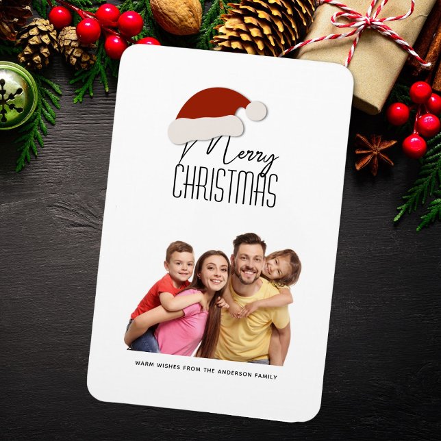 Modern Minimalist Typography Merry Christmas Photo Magnet (Creator Uploaded)