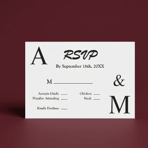 Modern Minimalist Typography Monogram RSVP Card