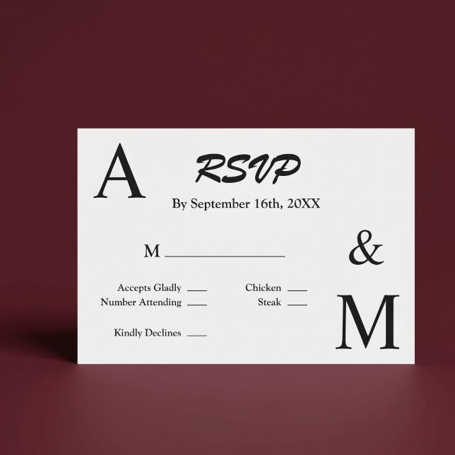 Modern Minimalist Typography Monogram RSVP Card (Creator Uploaded)