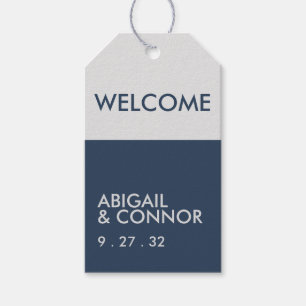 Modern Minimalist Typography Navy Blue Grey Gift Tags
