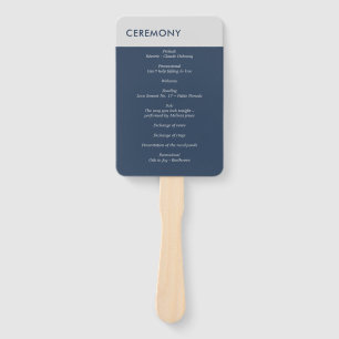 Modern Minimalist Typography Navy Blue Grey Hand Fan