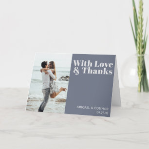 Modern Minimalist Typography Navy Blue Grey Thank You Card