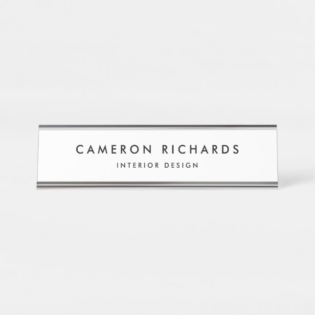 Modern Minimalist Typography Personalised Desk Name Plate (Front)