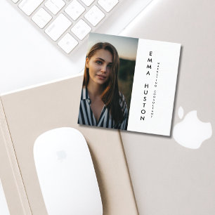 Modern Minimalist Typography Photo Square Business Card