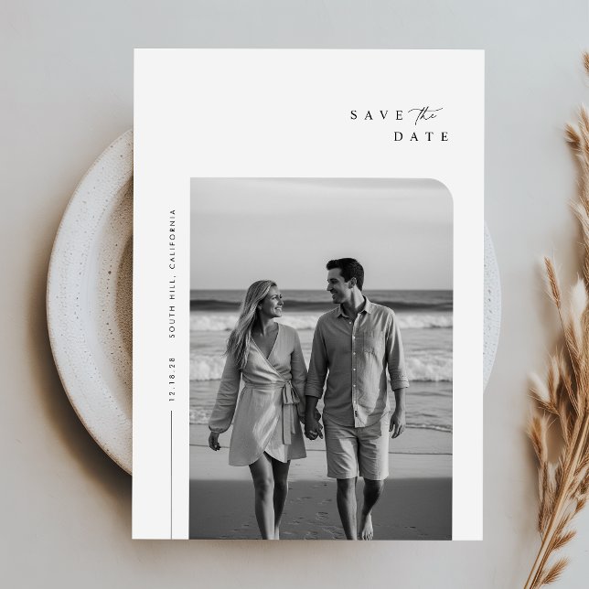 Modern Minimalist Typography Photo Wedding Save The Date (Creator Uploaded)