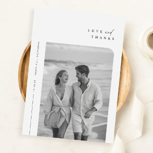 Modern Minimalist Typography Photo Wedding Thank You Card