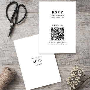 Modern Minimalist Typography QR Code Wedding RSVP Card