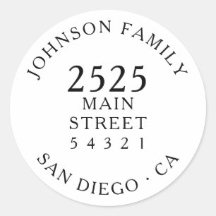 Modern Minimalist Typography Return Address  Classic Round Sticker