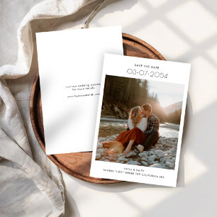 Modern Minimalist Typography Rustic Photo Wedding Save The Date