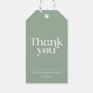 Modern Minimalist Typography Sage Green Wedding Gift Tags
