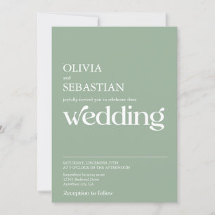 Modern Minimalist Typography Sage Green Wedding Invitation