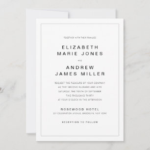 Modern Minimalist Typography Simple Border Wedding Invitation