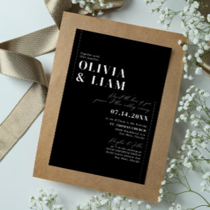 Modern Minimalist Typography Wedding Black Silver 