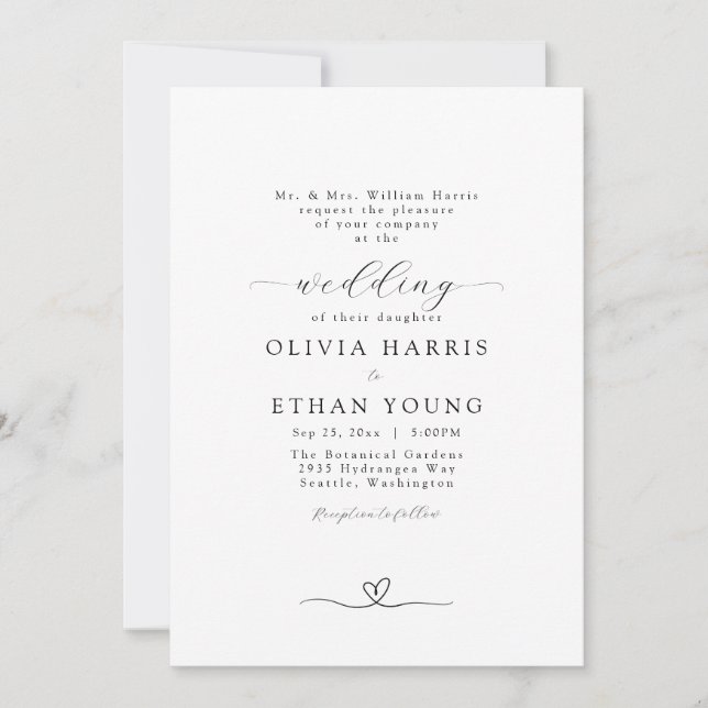 Modern Minimalist Typography Wedding Invitation (Front)