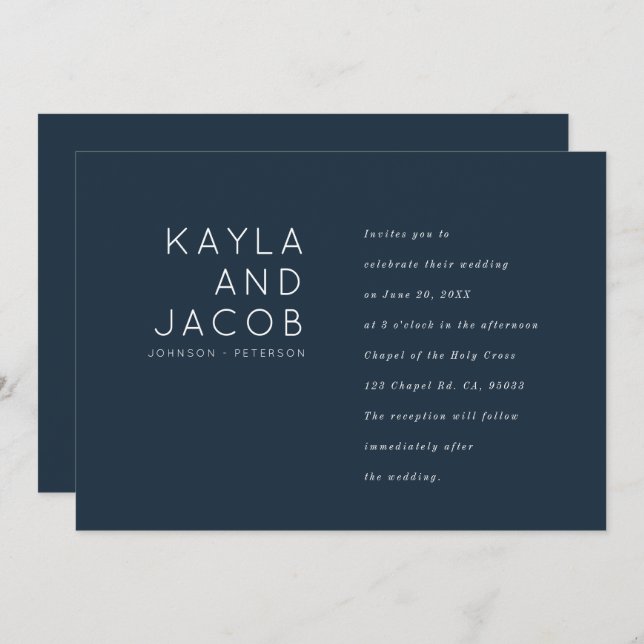 Modern & Minimalist Typography Wedding Invitation (Front/Back)