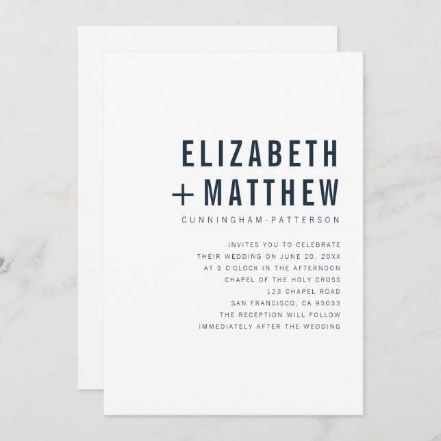 Modern + Minimalist Typography Wedding Invitation (Front/Back)