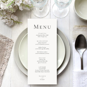 Modern Minimalist Typography Wedding Menu Card