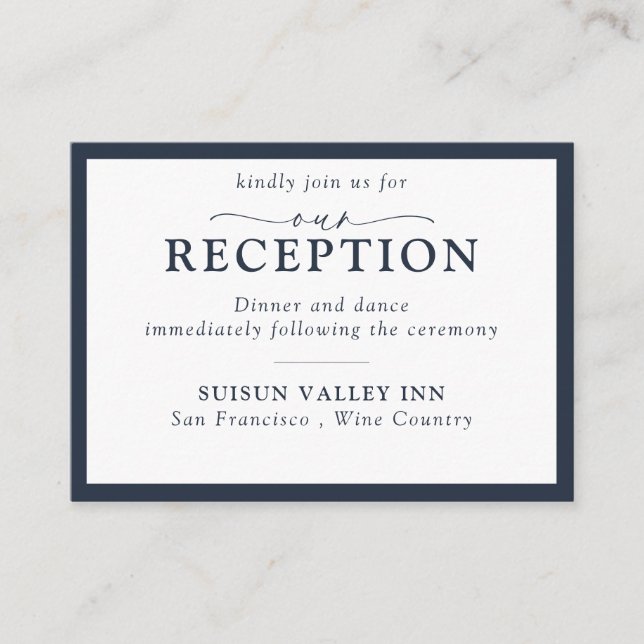 Modern Minimalist Typography  Wedding Reception Enclosure Card (Front)