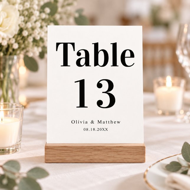 Modern Minimalist Typography Wedding Table Number (table cards wedding minimalist black and white calligraphy script modern simple elegant sophisticate)