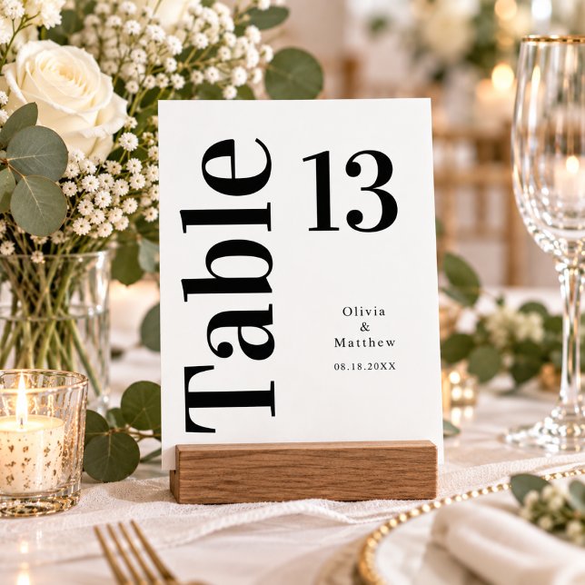 Modern Minimalist Typography Wedding  Table Number (table cards wedding minimalist black and white calligraphy script modern simple elegant sophisticate)