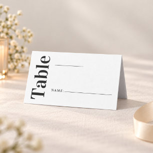Modern Minimalist Typography Wedding Table Number Place Card